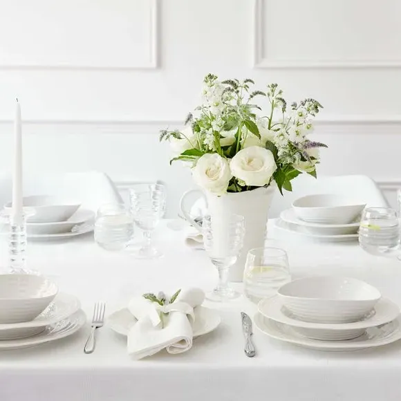 Set of 4 Dinner Plates - White, Porcelain