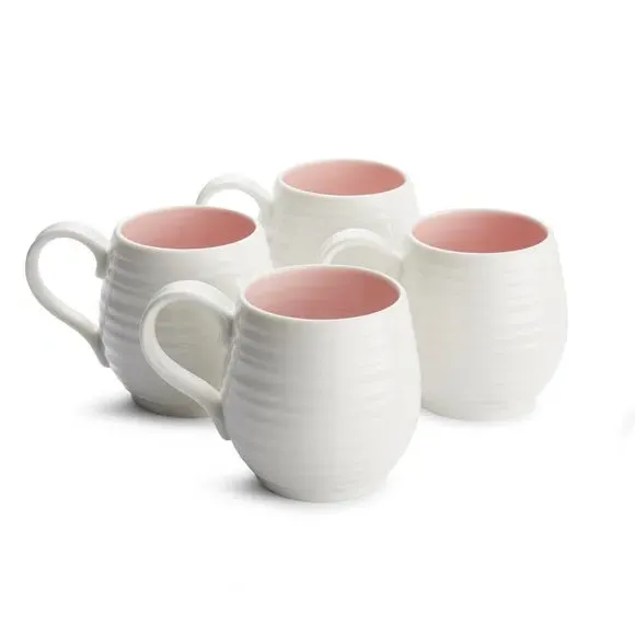 Set of 4 Honey Pot Mugs - White, Porcelain image