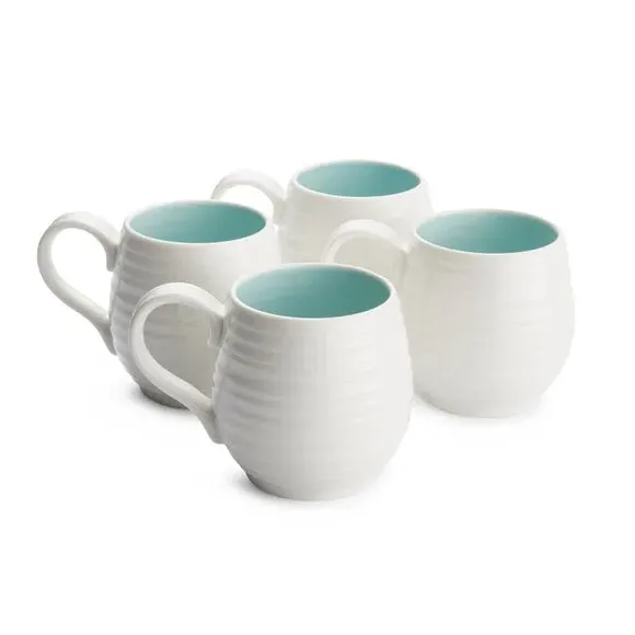 Set of 4 Honey Pot Mugs - White, Porcelain image