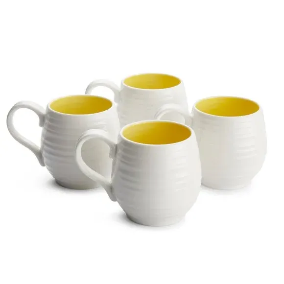 Set of 4 Honey Pot Mugs - White, Porcelain image