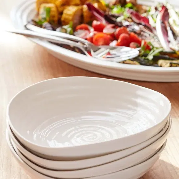 Set of 4 Pasta Bowls - White, Porcelain