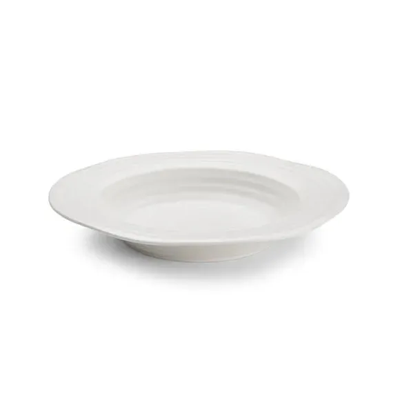 Set of 4 Rimmed Soup Plates - White, Porcelain
