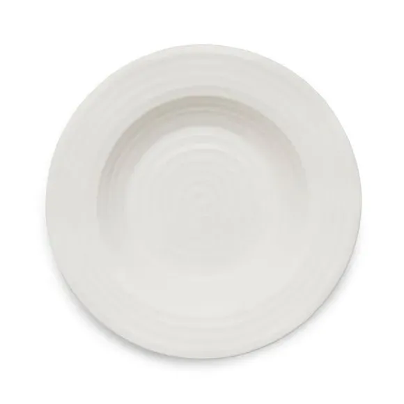 Set of 4 Rimmed Soup Plates - White, Porcelain