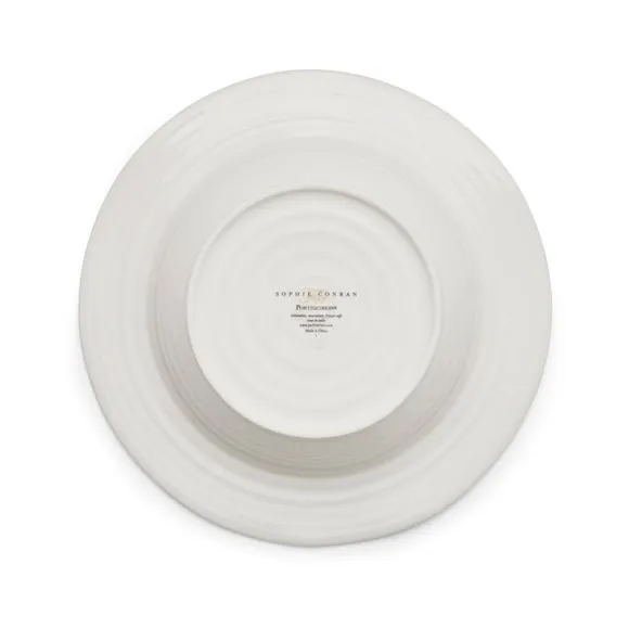 Set of 4 Rimmed Soup Plates - White, Porcelain