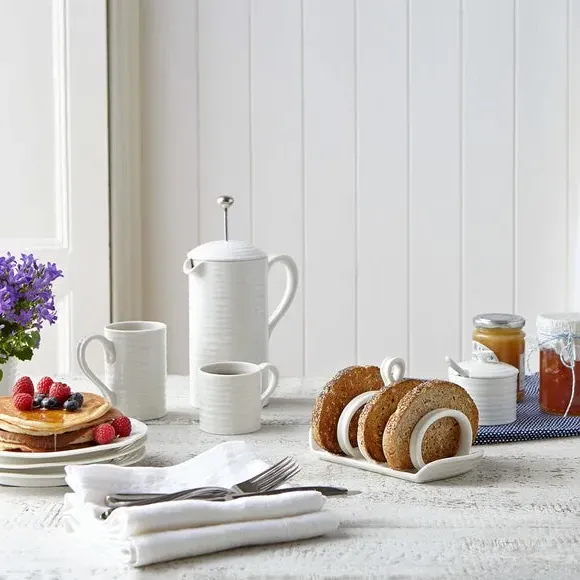 Set of 4 Short Mugs - White, Porcelain