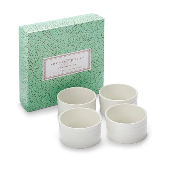 Set of 4 Small Ramekins - White, Porcelain