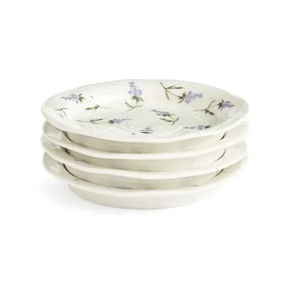 Set of 4 Tea Plates - White, Porcelain