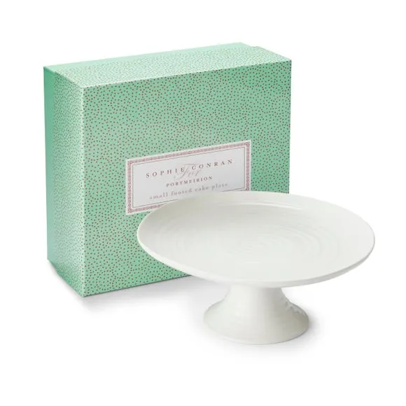 Small Footed Cake Plate - White, Porcelain