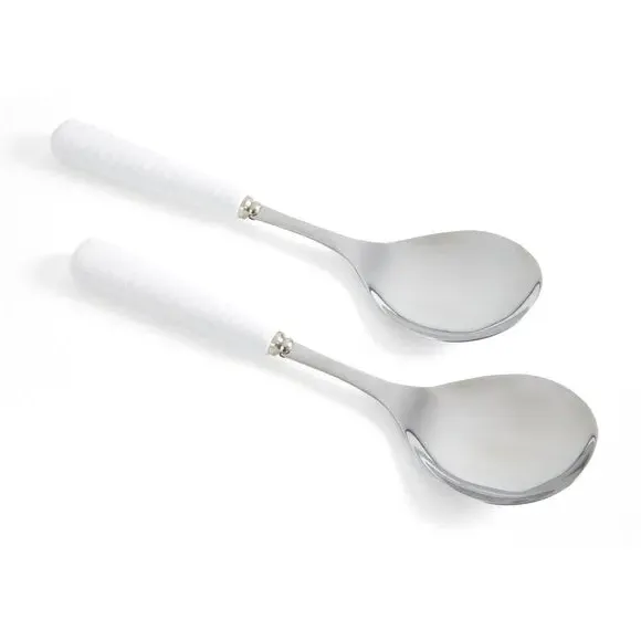 Spoon Salad Servers Set - Silver, Ceramic