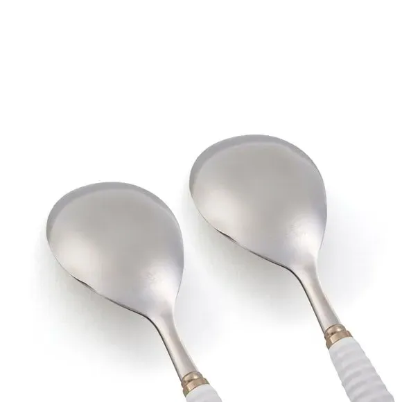 Spoon Salad Servers Set - Silver, Ceramic