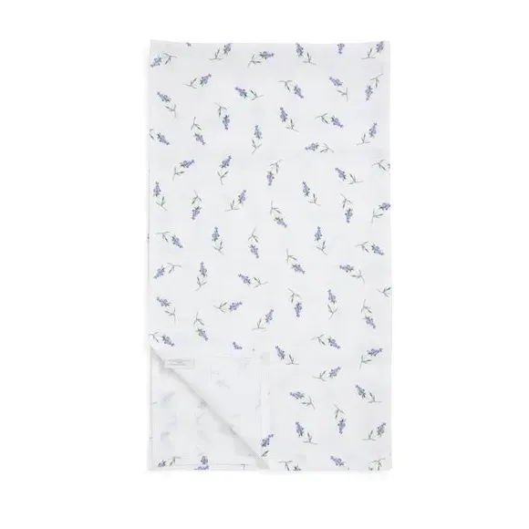 Table Runner with Floral Design - White, Cotton