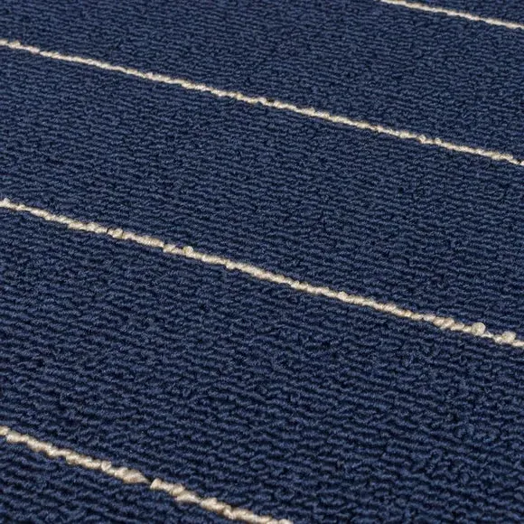 Stripe Washable Doormat - Navy, Polypropylene