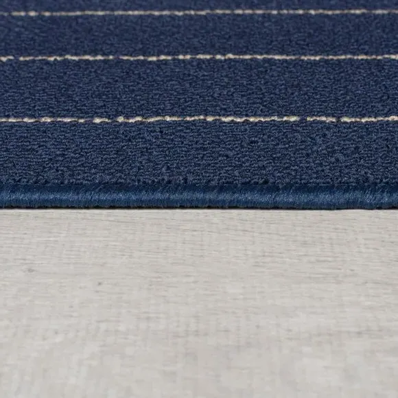 Stripe Washable Doormat - Navy, Polypropylene