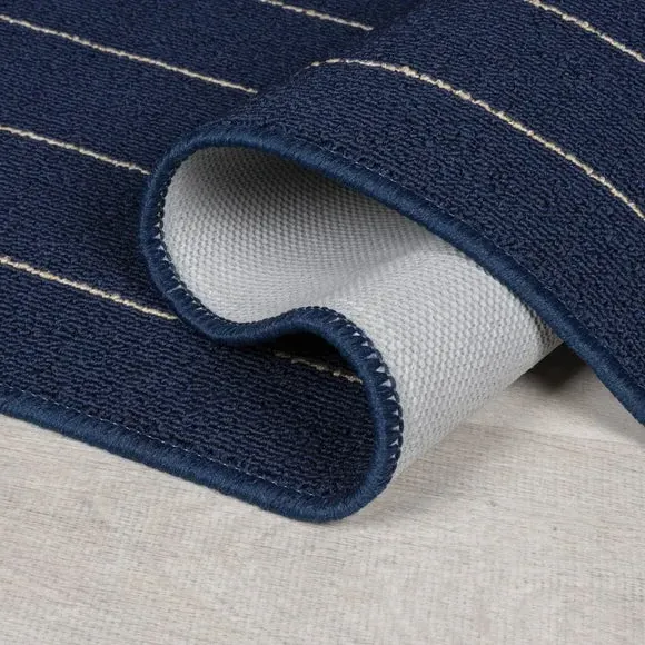 Stripe Washable Doormat - Navy, Polypropylene
