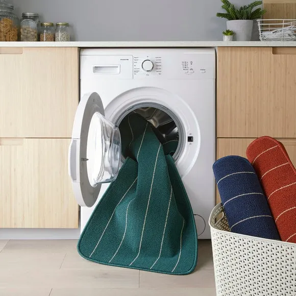 Stripe Washable Doormat - Navy, Polypropylene