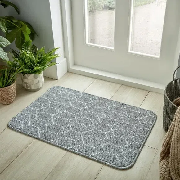 Washable Doormat with Anti-Slip - Grey, Polypropylene