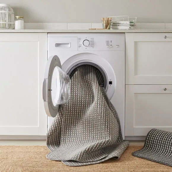 Washable Runner with Bobbled Stripe - Grey