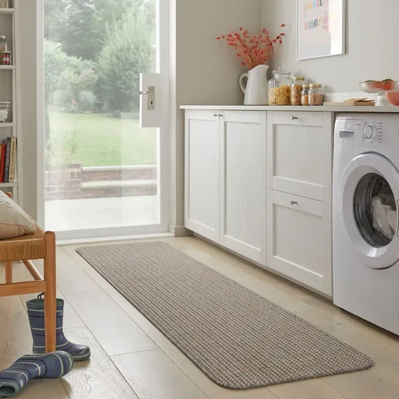 Washable Runner with Bobbled Stripe - Grey