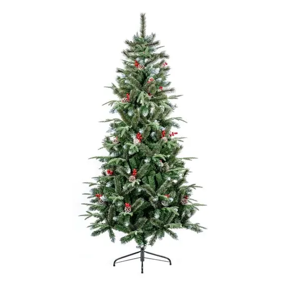 6ft Slim Christmas Tree with Berries - Green