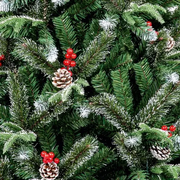 6ft Slim Christmas Tree with Berries - Green