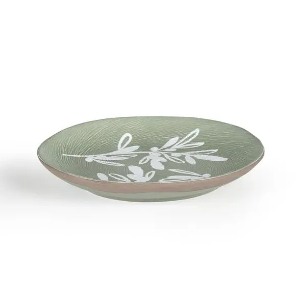 4-Piece Side Plate Set with Olive Design - Green