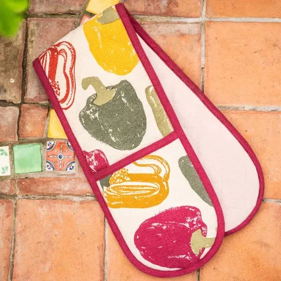 Double Oven Glove with Tomato Print - Cotton