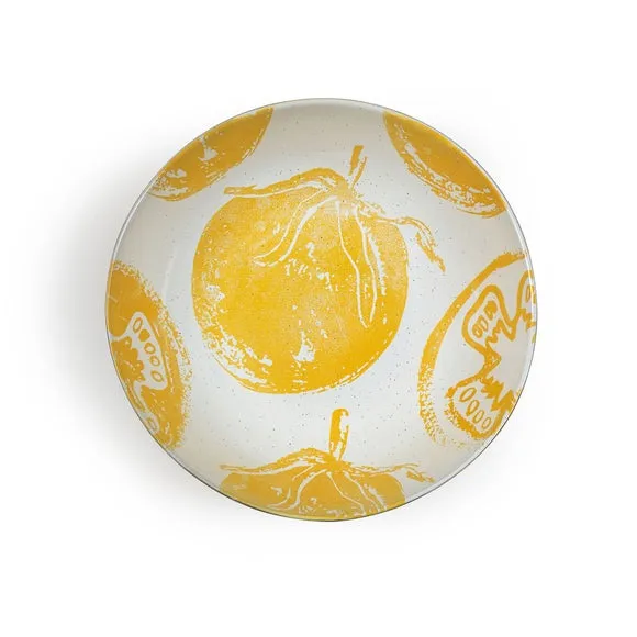 Serve Bowl with Tomato Design - Yellow, Stoneware