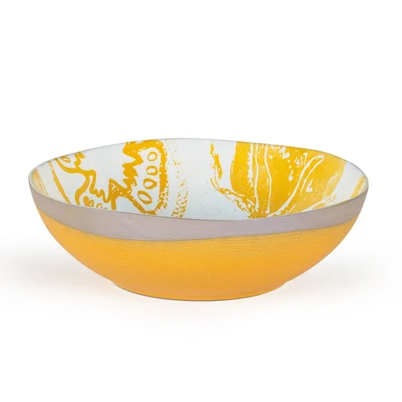 Serve Bowl with Tomato Design - Yellow, Stoneware
