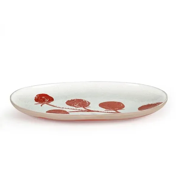 Serving Platter with Tomato Design - Red, Stoneware