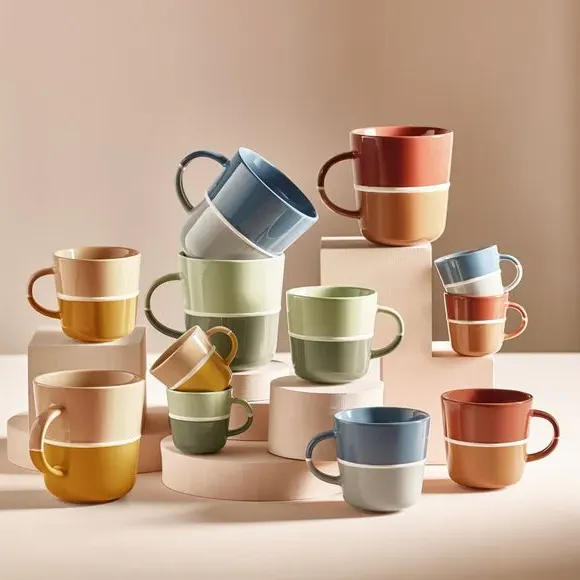Set of 2 Big Brew Mugs - Terracotta, Fine China