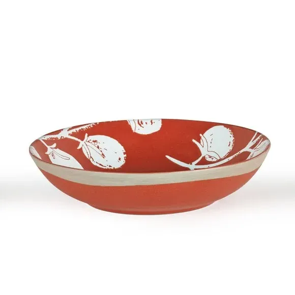 Set of 4 Pasta Bowls with Tomato Design - Red