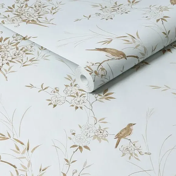 Bird Chinoiserie Wallpaper - Blue & Gold