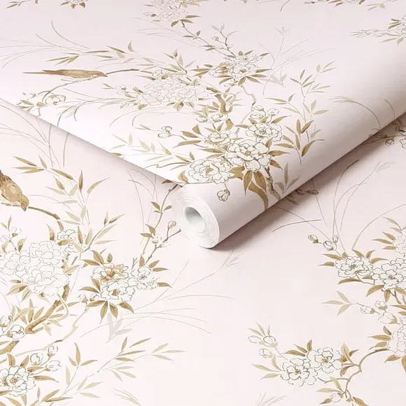 Bird Chinoiserie Wallpaper - Pink & Gold