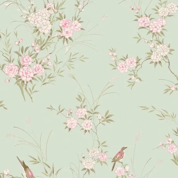 Bird Chinoiserie Wallpaper - Sage