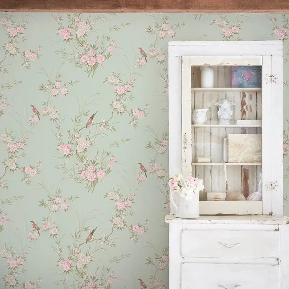 Bird Chinoiserie Wallpaper - Sage