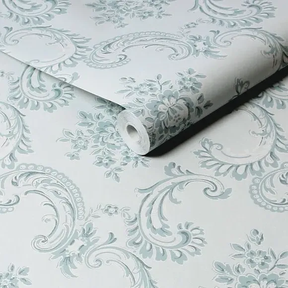 Boudoir Beauty Wallpaper - Blue, Swirled Pattern