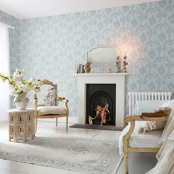 Boudoir Beauty Wallpaper - Blue, Swirled Pattern image