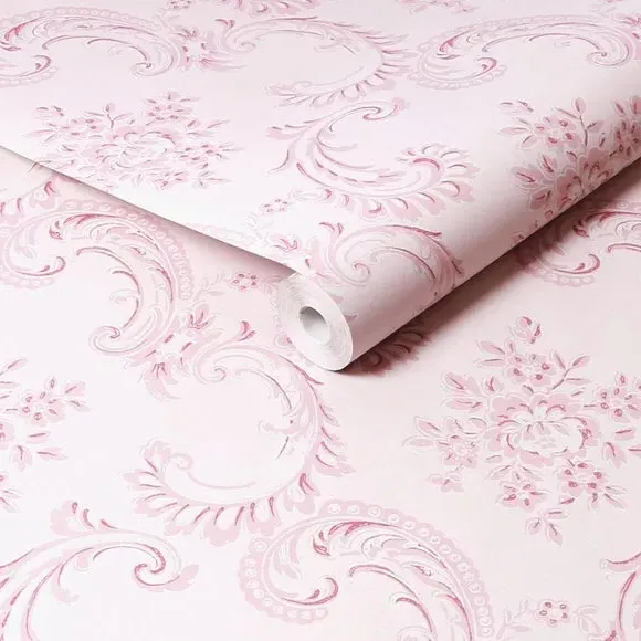 Boudoir Beauty Wallpaper - Pink, Swirled Pattern