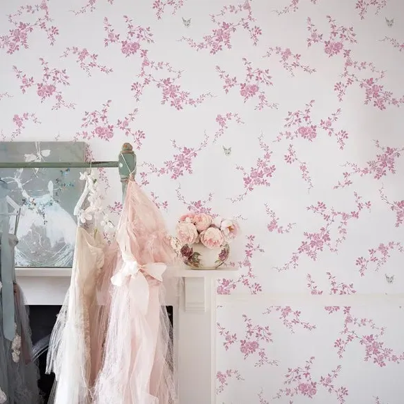 Butterfly Wallpaper Paste-the-Wall - Pink