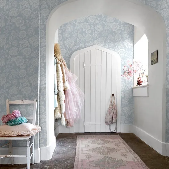 Floral Stipple Wallpaper - Blue image
