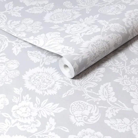 Floral Stipple Wallpaper - Grey