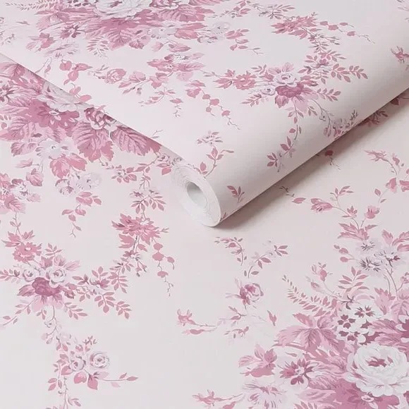 Garden Floral Tonal Wallpaper - Baby Pink