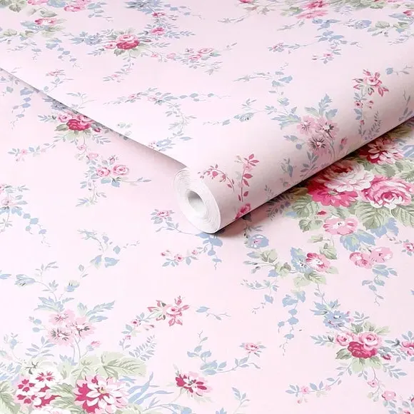 Garden Floral Tonal Wallpaper - Ballerina Pink
