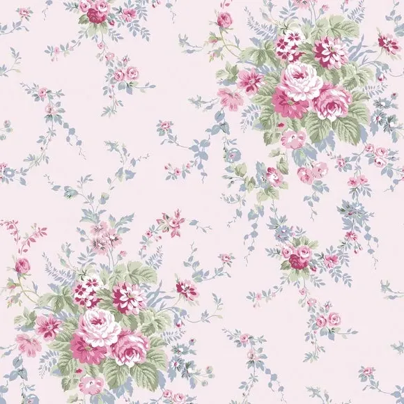 Garden Floral Tonal Wallpaper - Ballerina Pink
