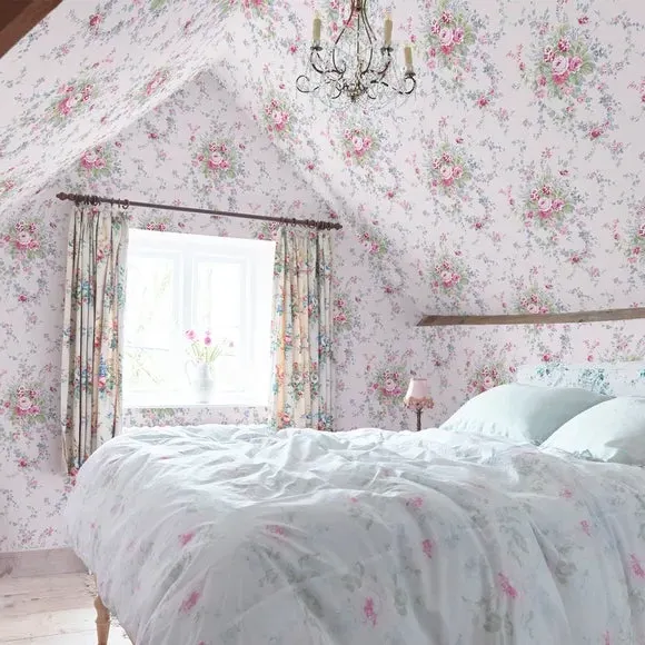 Garden Floral Tonal Wallpaper - Ballerina Pink