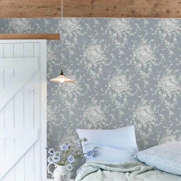 Garden Floral Tonal Wallpaper - Light Grey