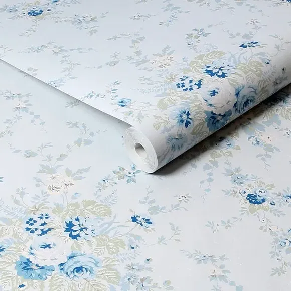 Garden Floral Tonal Wallpaper - Soft Blue