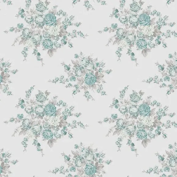 Rose Blossom Wallpaper - Teal, Paste the Wall