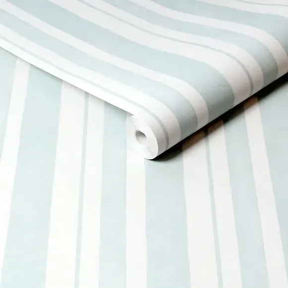 Striped Wallpaper with Watercolour Effect - Blue