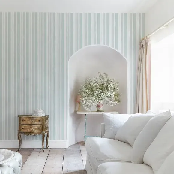 Striped Wallpaper with Watercolour Effect - Blue image